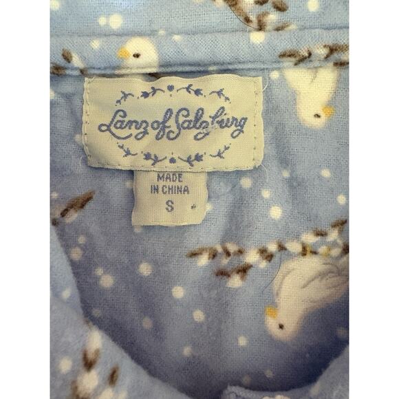 Lanz Of Salzburg Dove Flannel Pajama Set - S Top / M Pants, Cottage Granny Chic - Picture 8 of 11